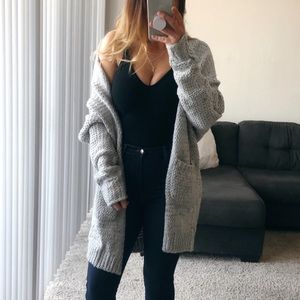 Long knit cardigan - gray